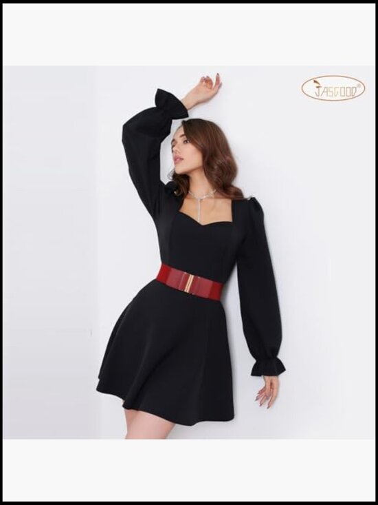 4 Pack Stretch Elastic Waist Belts with Interlocking Buckle for Dresses main image 2